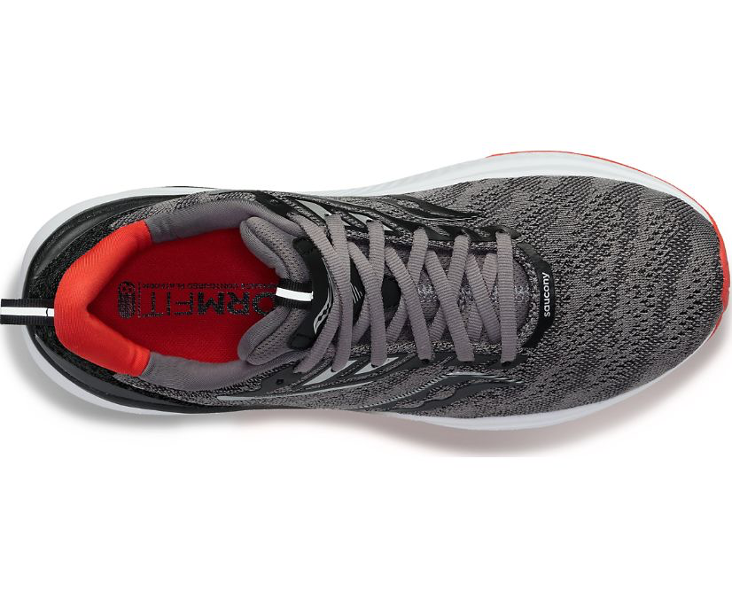 Men's Saucony Echelon 9. Grey upper. White midsole. Top view.