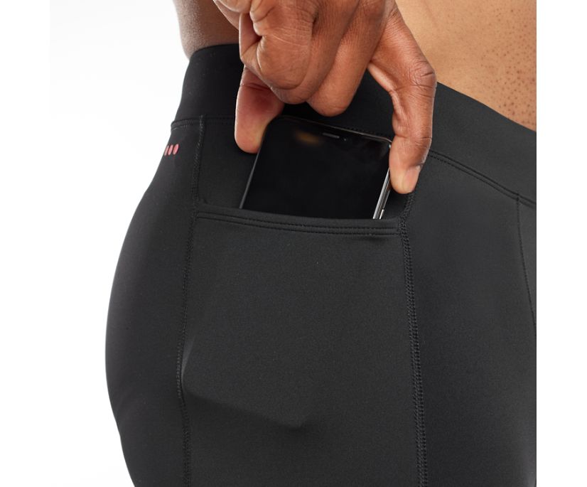 Men's Saucony Bell Lap Tights. Black. Pocket closeup.
