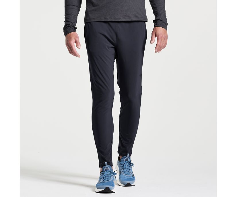 Men's Saucony Boston Pants. Black. Front view.