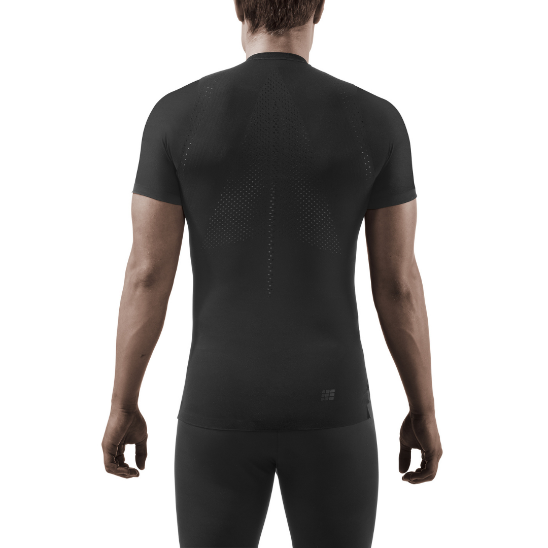 Men's CEP Ultralight Short Sleeve. Black. Rear view.