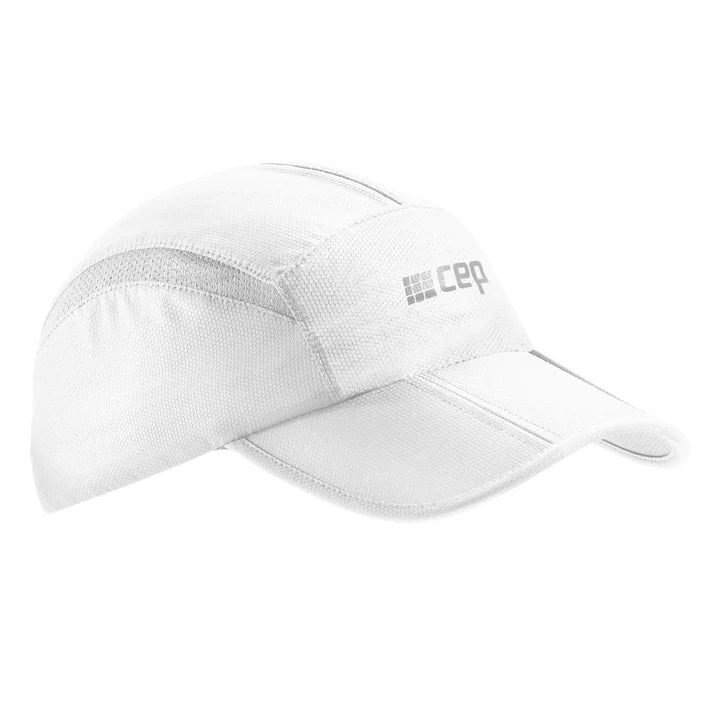 CEP Run Cap. White. Lateral view.