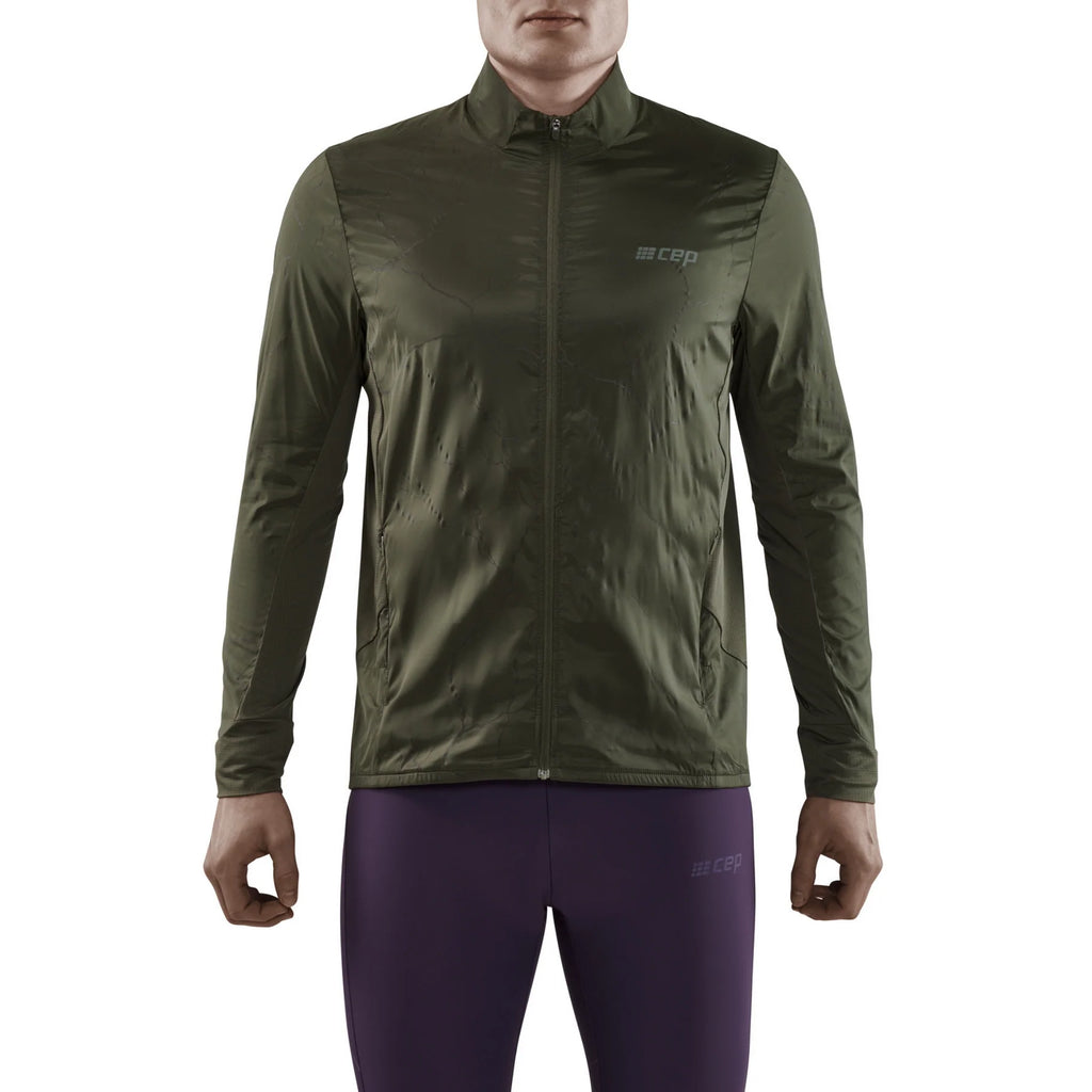 Men's CEP Reflective Windbreaker. Green. Front view.