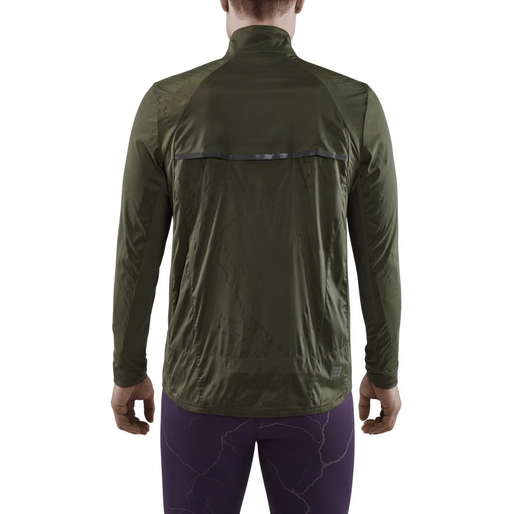 Men's CEP Reflective Windbreaker. Green. Rear view.