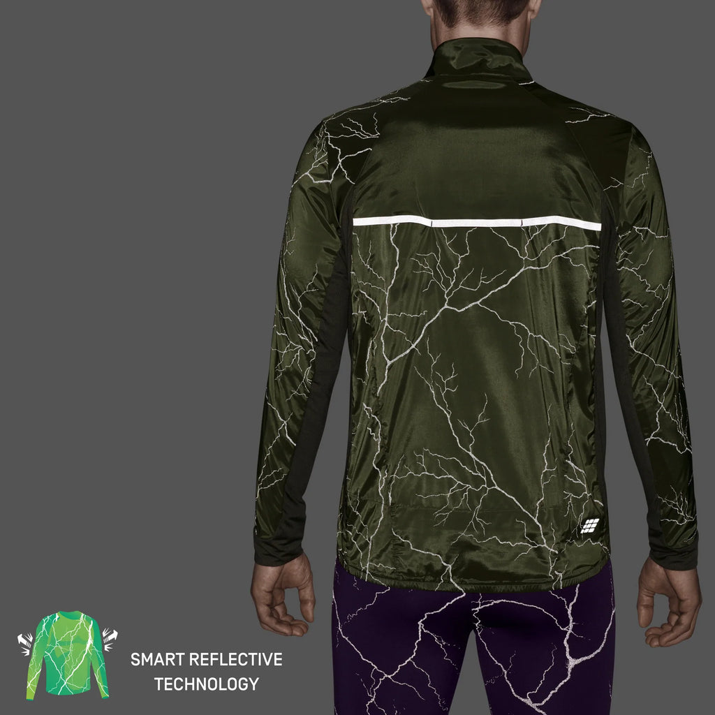 Men's CEP Reflective Windbreaker. Green. Rear view.