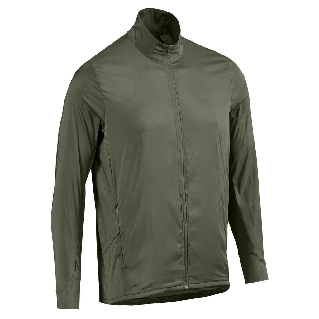 Men's CEP Reflective Windbreaker. Green. Front view.