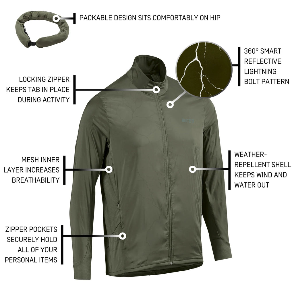 Men's CEP Reflective Windbreaker. Green. Tech.