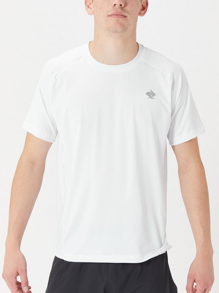 Men's rabbit EZ Tee Short Sleeve. White. Front view.
