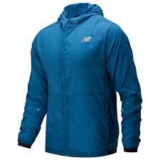 Men's New Balance Impact Jacket. Blue. Front view.