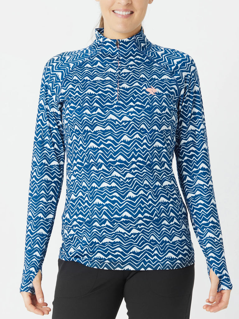Women's rabbit EZ Zip 2.0. Blue/White pattern. Front view.