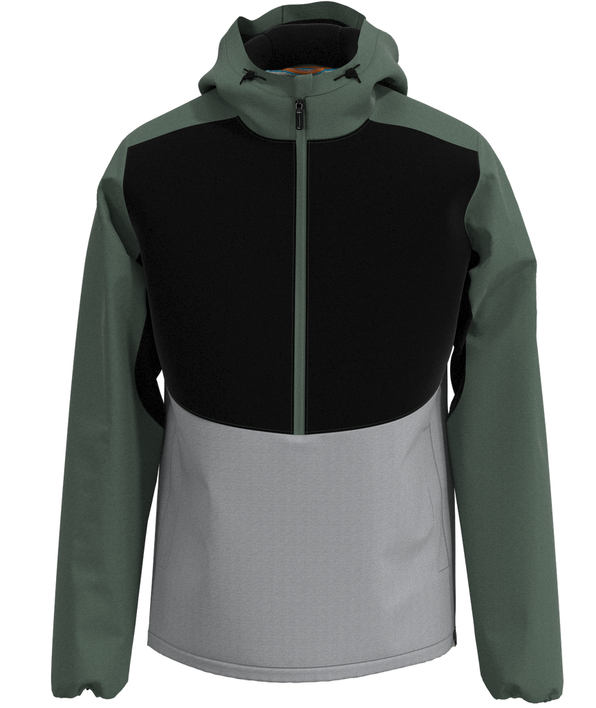 Smartwool Active Ultralite Anorak | Black and Green| Front View