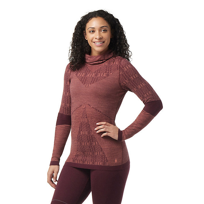 Women's Smartwool Intraknit Max Merino Base Layer Hoodie | Dark Red | Front View